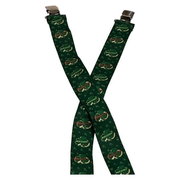 Budweiser Lucky Shamrock Green Suspenders Wide St Paddy Day Bud Light 1.5 In - Picture 5 of 8